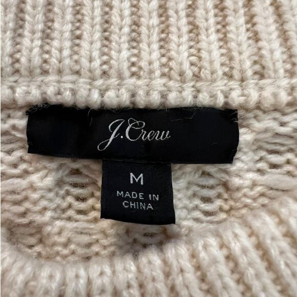 J. Crew Cable Knit Chunky Sweater in Cream Nylon Lambswool Blend Size M - Picture 4 of 5